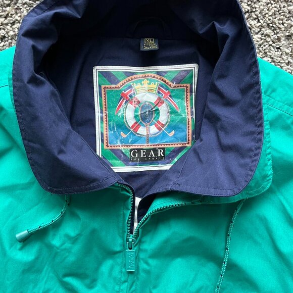 Vintage 80s 90s Mens XL Green/Blue Windbreaker Jacket, Gear For Sports Jacket - Picture 2 of 7